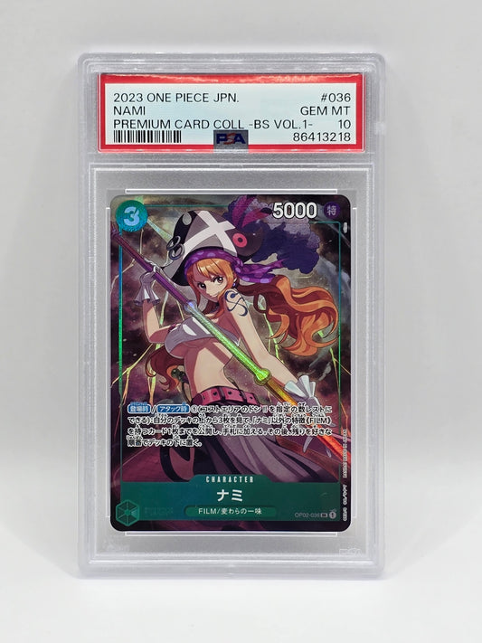 Nami OP02-036 Premium Card Coll. - PSA 10